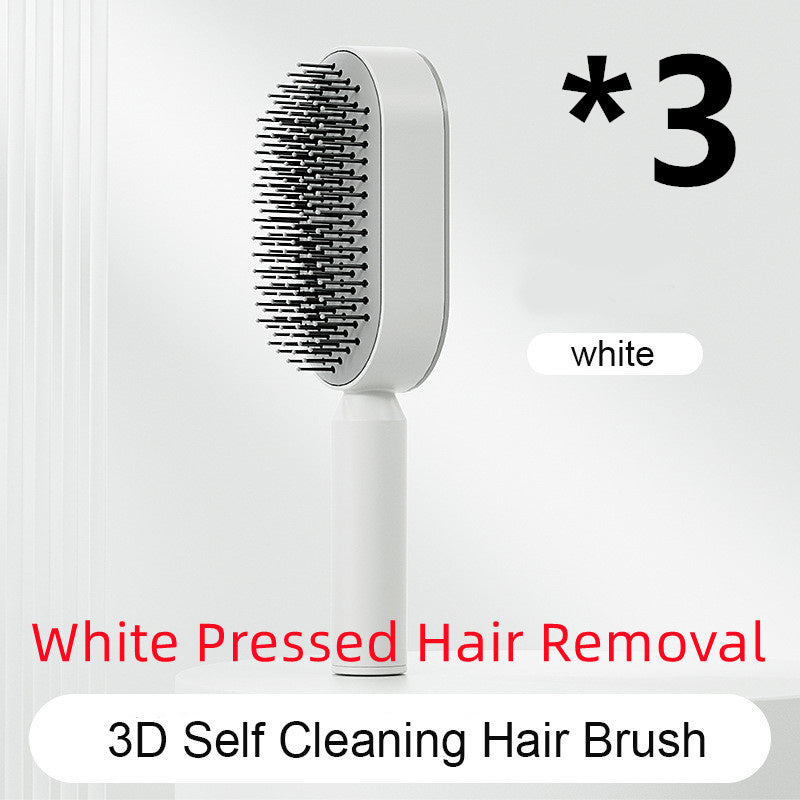 Self Cleaning Hair Brush For Women Massage Scalp Comb Anti-Static Hairbrush Set G