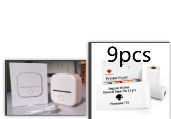 Portable Mini Thermal Label Printer Home Photo Printer Bluetooth-compatible Mini Label Printer Pink Set4 USB