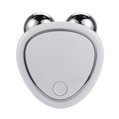 Portable Facial Micro-current Beauty Instrument Double Roller Massager White USB Default