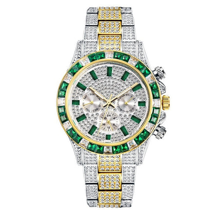 Women's Watch Disc Quartz Movement Simple Casual Business Steel Band Golden green2