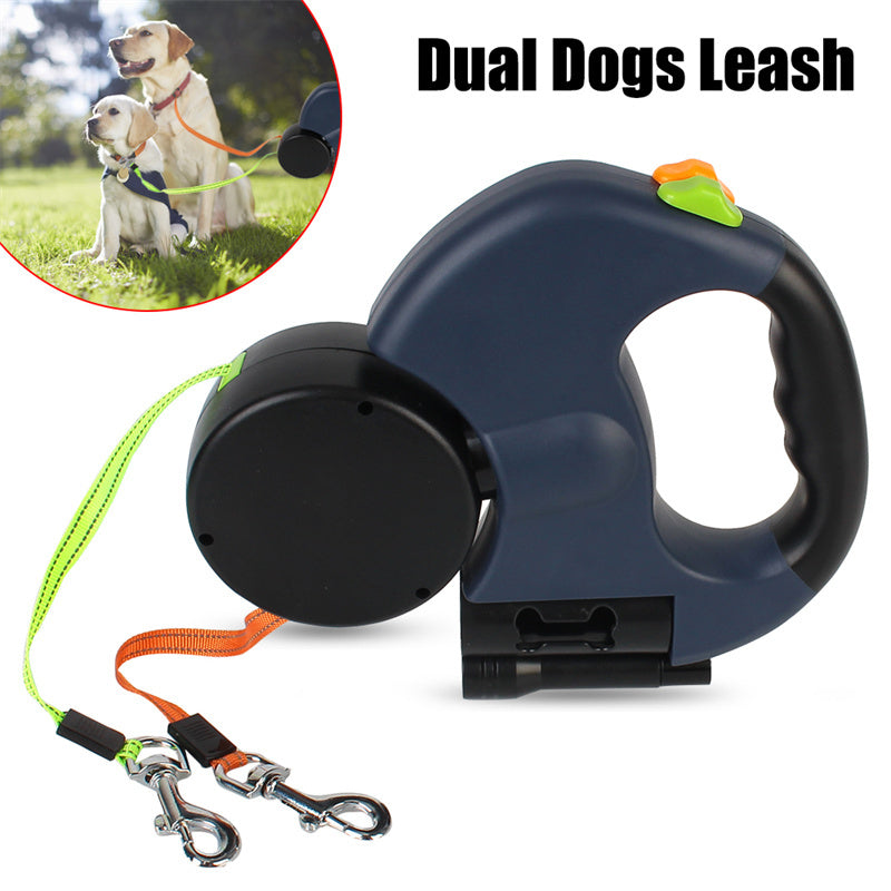 Retractable Dual Leash For Dogs Dog Walking Leash With Lights