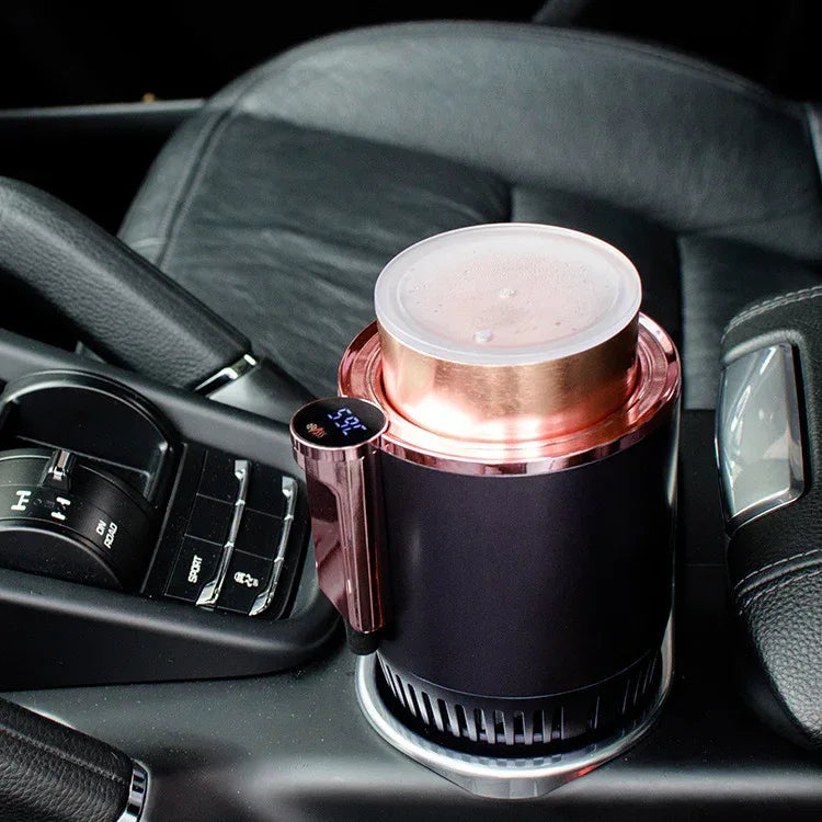 2 In 1 Car Heating Cooling Smart Car Cup Holder Digital Temperature Display Drink Cup Warmer Cooler Mini Car Refrigerator