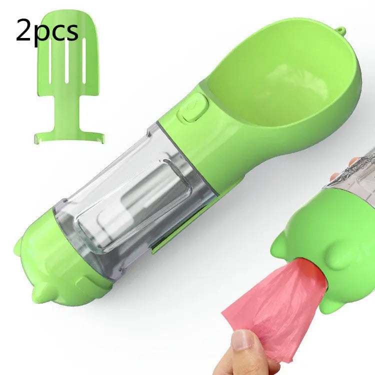 Pet Water Bottle Feeder Bowl Portable Pet Outdoor Travel 3 In 1 Dog Water Bottle Green 2pcs 300ml