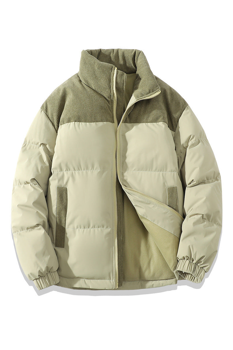 Winter Stand Collar Contrast-colored Coat Jacket For Men Women Clothing Fruit Green
