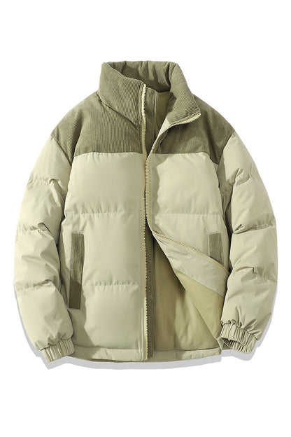 Winter Stand Collar Contrast-colored Coat Jacket For Men Women Clothing Fruit Green