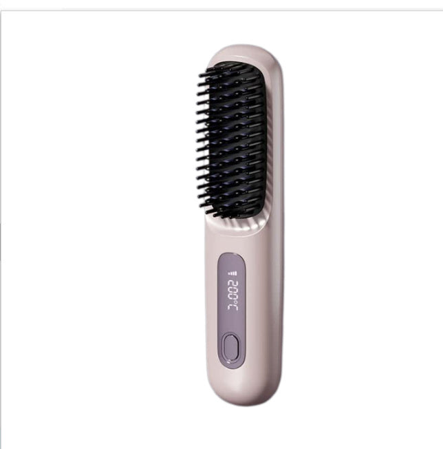 Straight Hair Comb Wireless Hair Straightener Brush Hair Fast Heating Portable Hot Curler USB Charging Purple