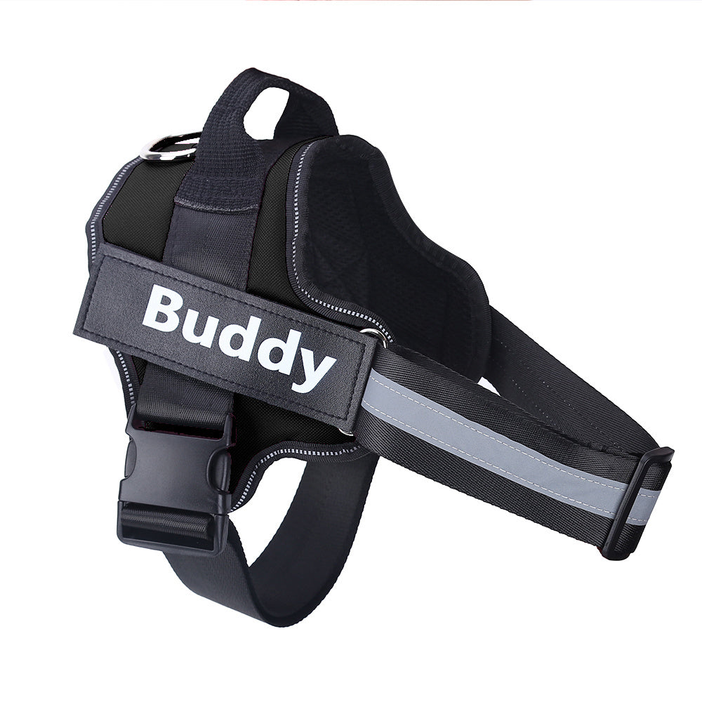 Personalized Dog Harness Adjustable Pet Harness Vest For Small Large Dog Black