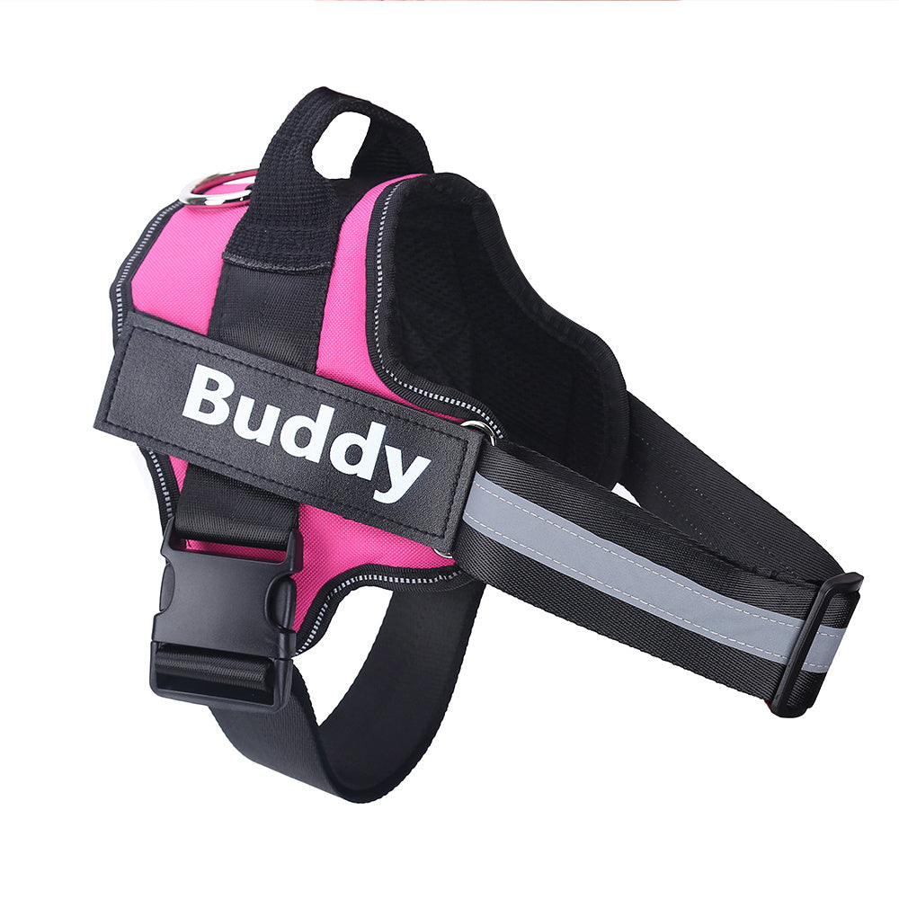 Personalized Dog Harness Adjustable Pet Harness Vest For Small Large Dog Rose Red