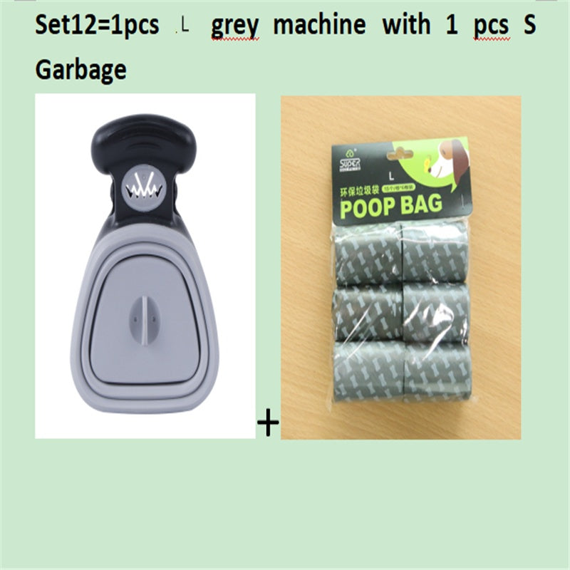 Dog Pet Travel Foldable Pooper Scooper With 1 Roll Decomposable bags Set 12 GreyLXS