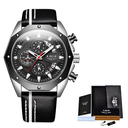 Sports watch multifunctional waterproof watch Belt Silvery black