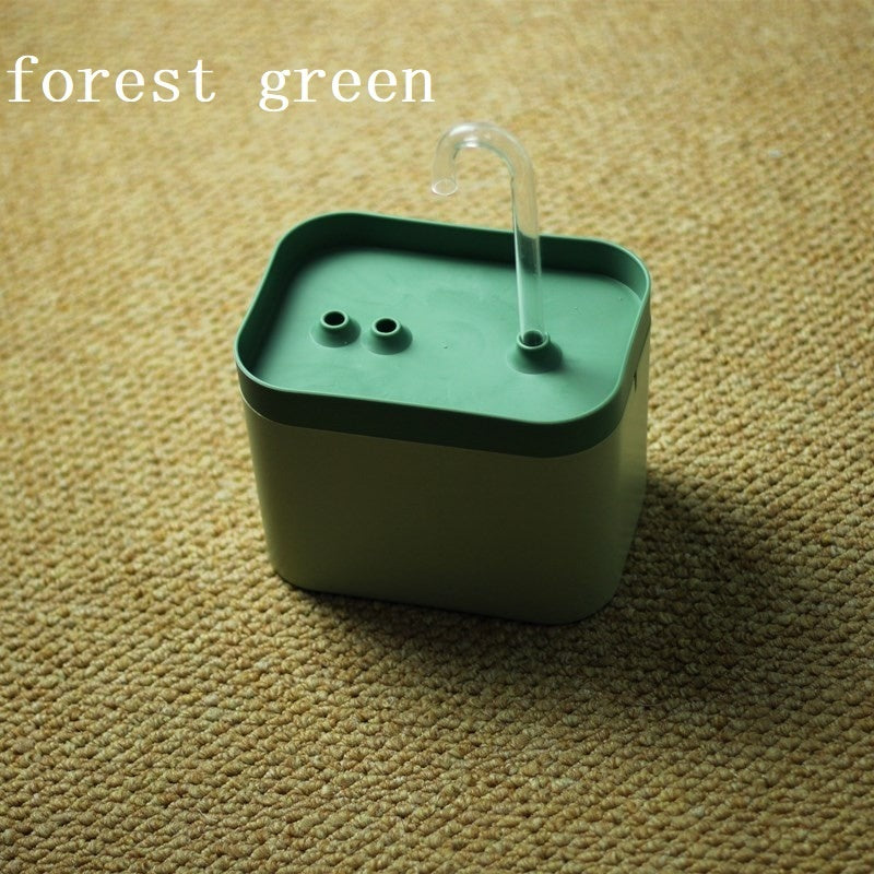 Automatic Cat Water Fountain Auto Filter USB Electricl 1.5LWater Dispenser Forest green
