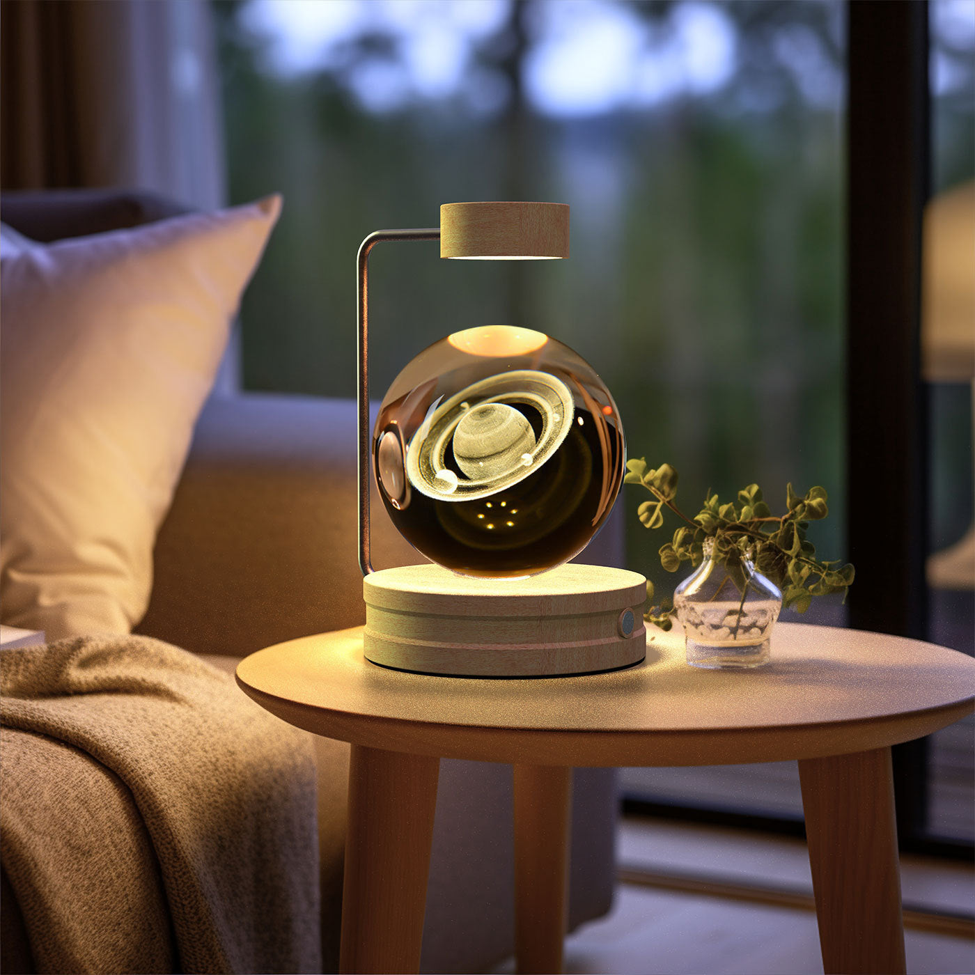 Crystal Ball Cosmic Dinosaur Indoor Night Light Saturn Light wood