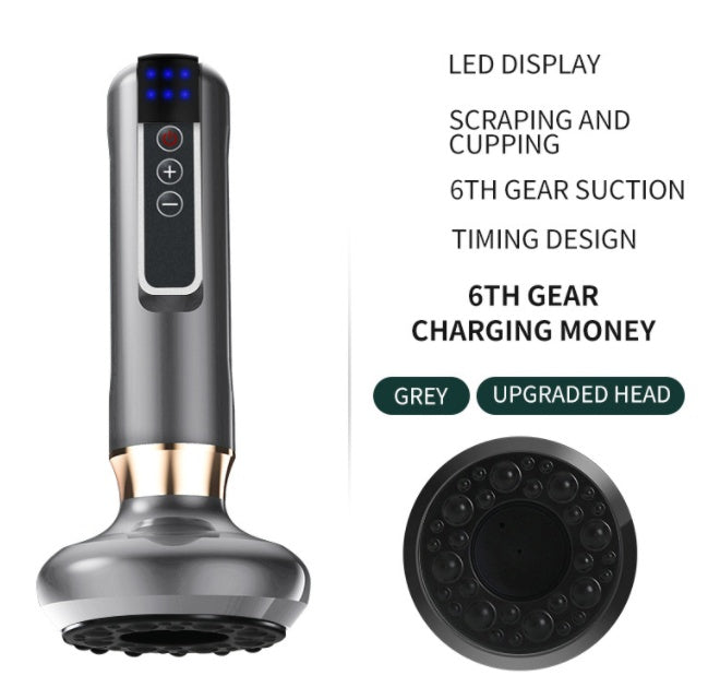 Electric Vacuum Cupping Massager For Body Massage Body Cups Grey 6speed charging USB