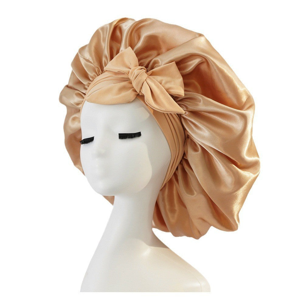 New Silk Bonnet For Sleeping Women Satin Bonnet Hair Bonnet Night Sleep Cap Gold