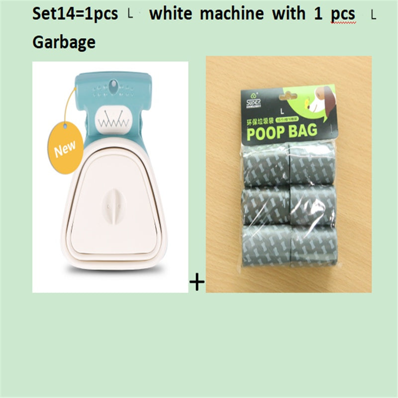 Dog Pet Travel Foldable Pooper Scooper With 1 Roll Decomposable bags Set 14 WhiteLXL