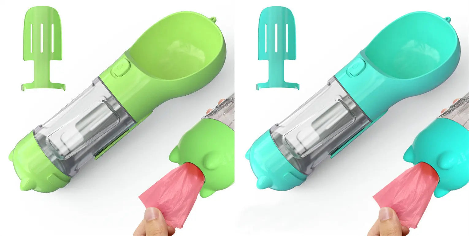 Pet Water Bottle Feeder Bowl Portable Pet Outdoor Travel 3 In 1 Dog Water Bottle Green blue pcs 300ml