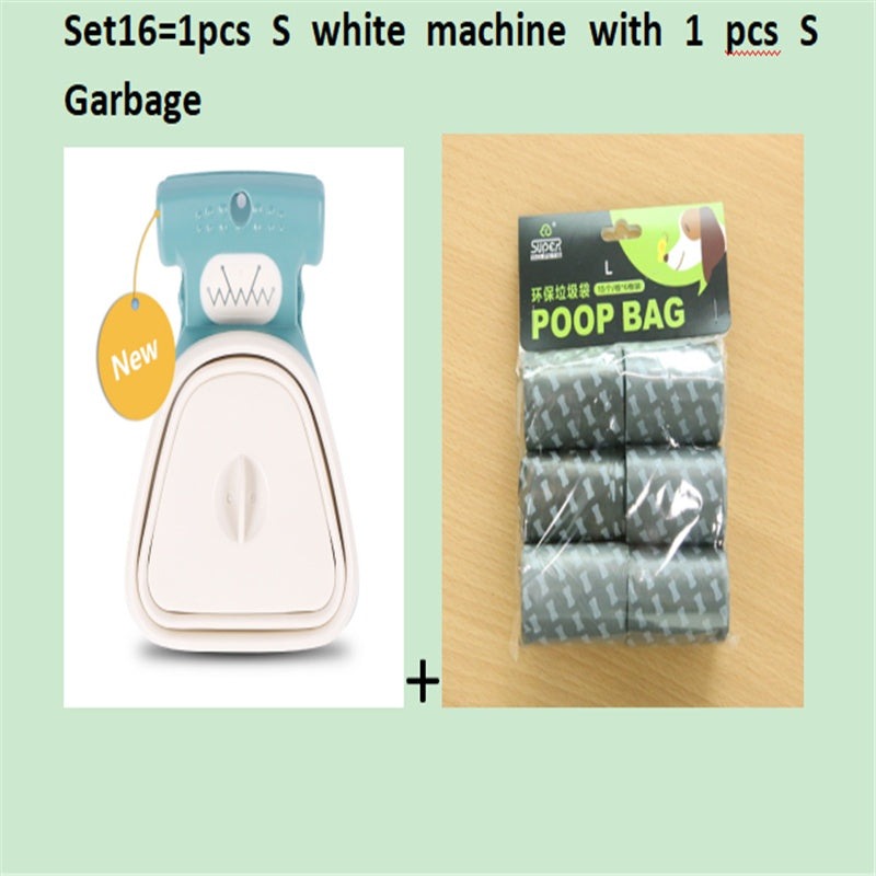 Dog Pet Travel Foldable Pooper Scooper With 1 Roll Decomposable bags Set 16 WhiteSXS