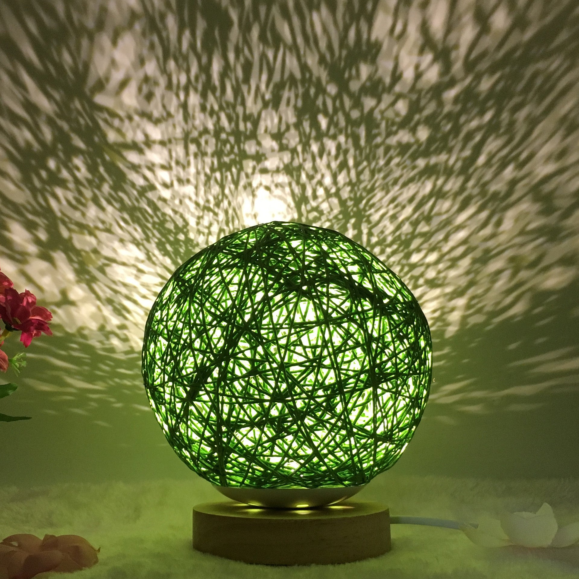 Hot Selling Creative Linen Table Lamp16 Color Remote Control Lamp Green round 15cm