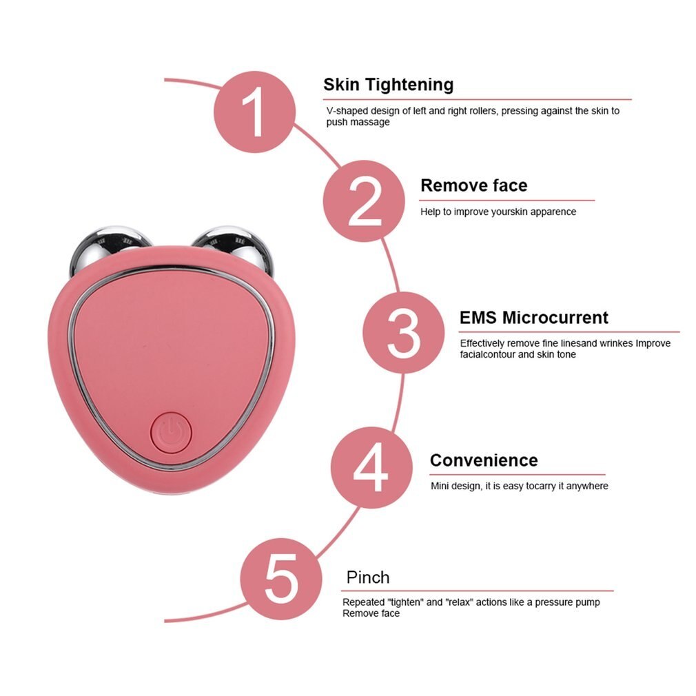Portable Facial Micro-current Beauty Instrument Double Roller Massager