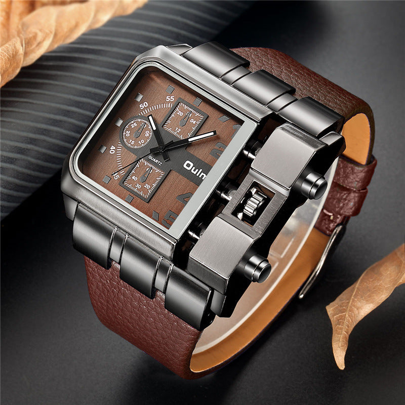 Quartz Watch Men's Watch OULM Casual Belt Men's Watch Coffee