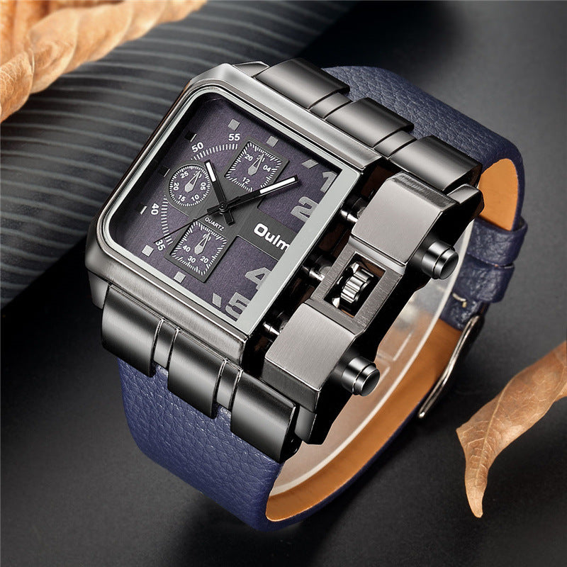 Quartz Watch Men's Watch OULM Casual Belt Men's Watch Blue
