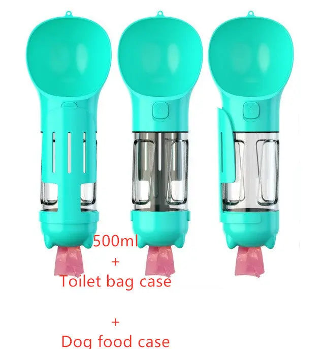 Pet Water Bottle Feeder Bowl Portable Pet Outdoor Travel 3 In 1 Dog Water Bottle Blue 500ml Set