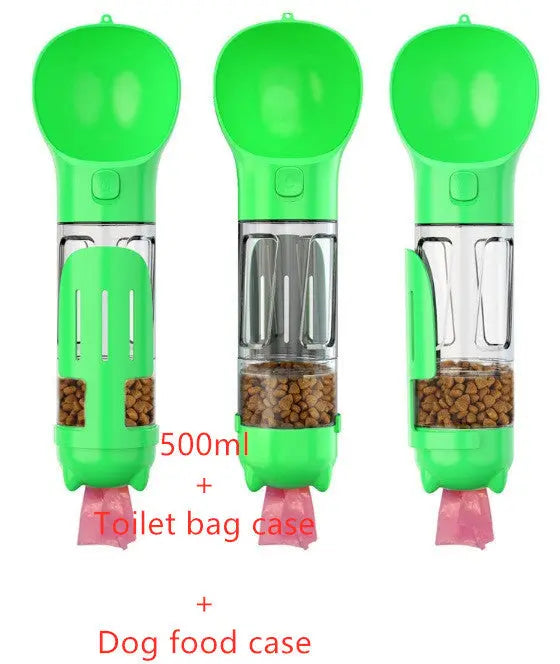Pet Water Bottle Feeder Bowl Portable Pet Outdoor Travel 3 In 1 Dog Water Bottle Green 500ml Set