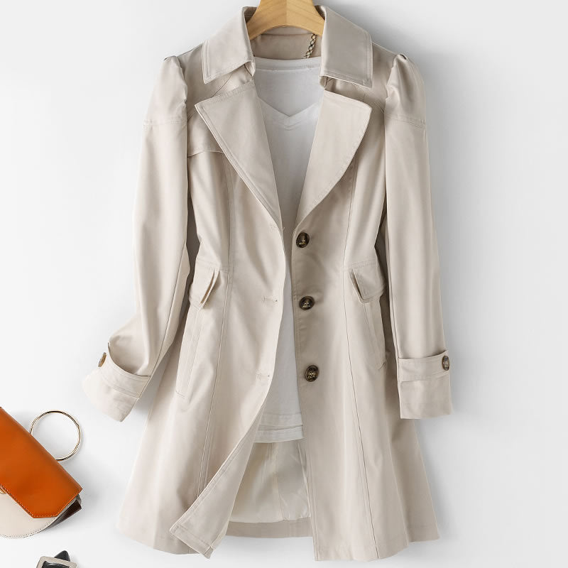 Mid-length Slim-fit Korean Jacket Beige