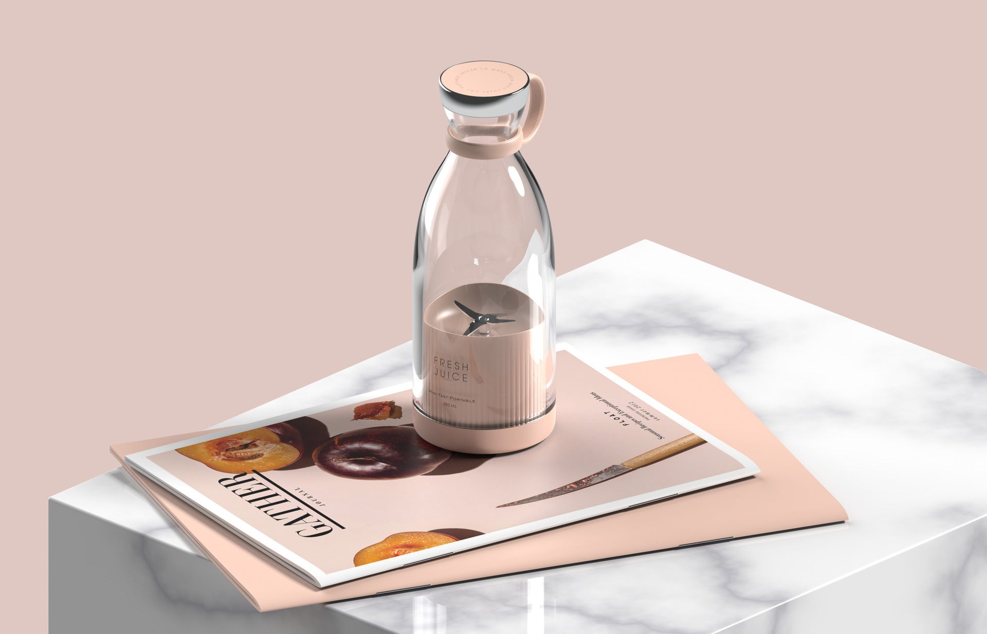 350ML Electric Juicer Blender Mixer USB Rechargeable Machine Household Pink