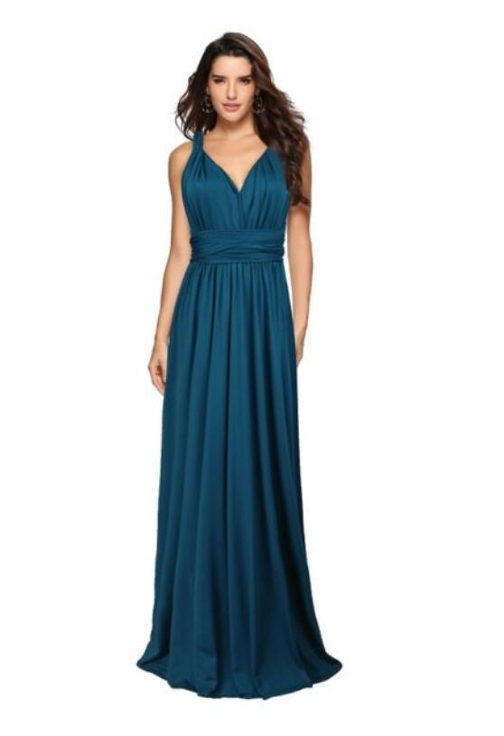 Women's Sexy Long Party Dress Club Floor-Length Summer Backless Bandage Maxi Dress Dark blue1