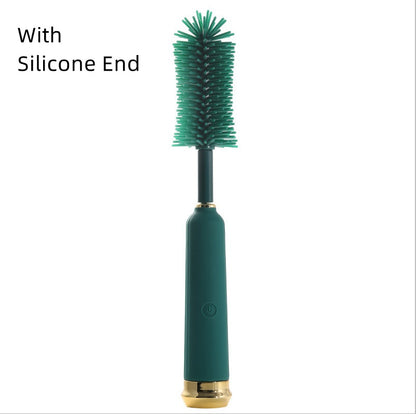 Electric Baby Bottle Brush Cleaning Tool Combination Suit Straw Silicone Pacifier Green With Silicone End