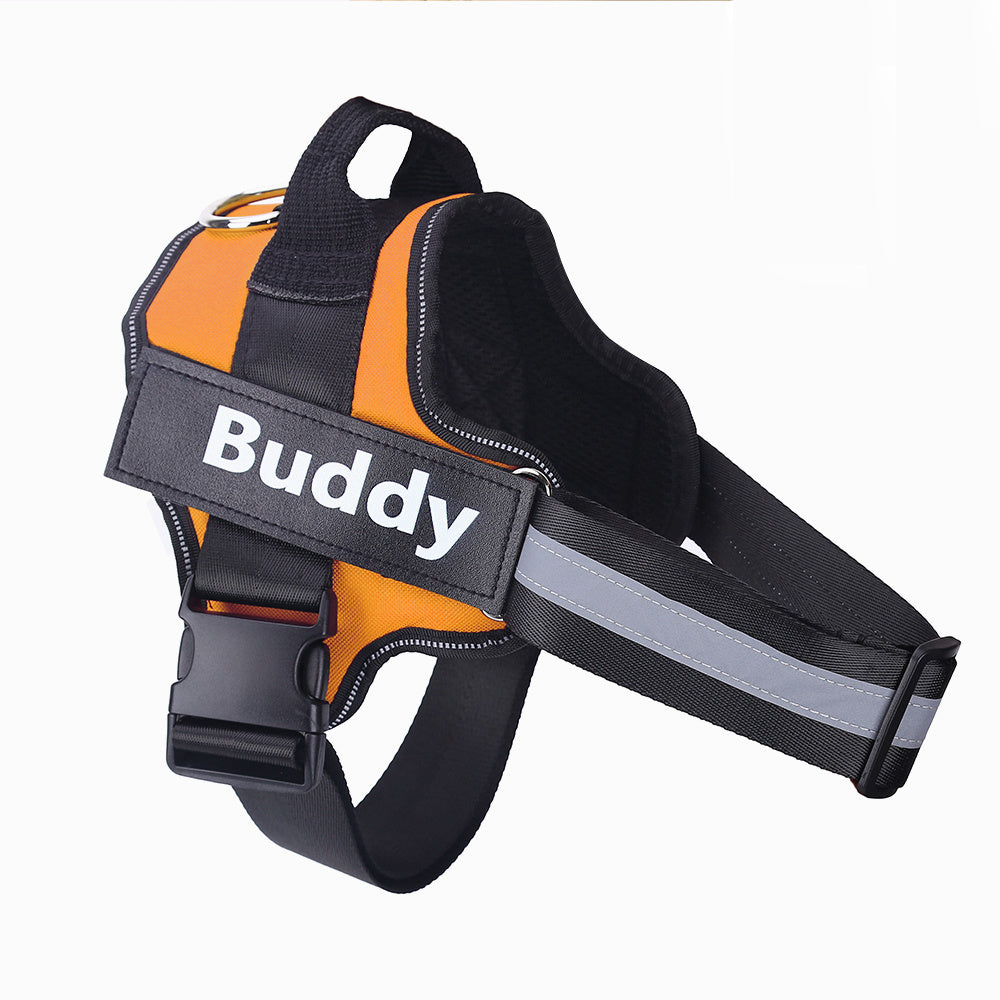 Personalized Dog Harness Adjustable Pet Harness Vest For Small Large Dog Orange