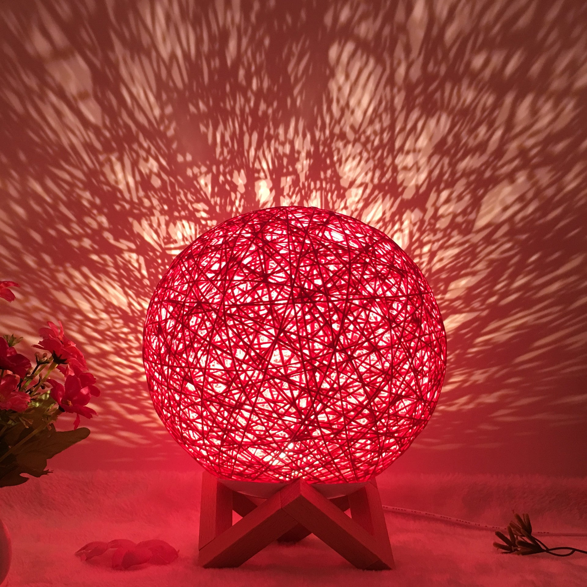 Hot Selling Creative Linen Table Lamp16 Color Remote Control Lamp Red shelf 20cm