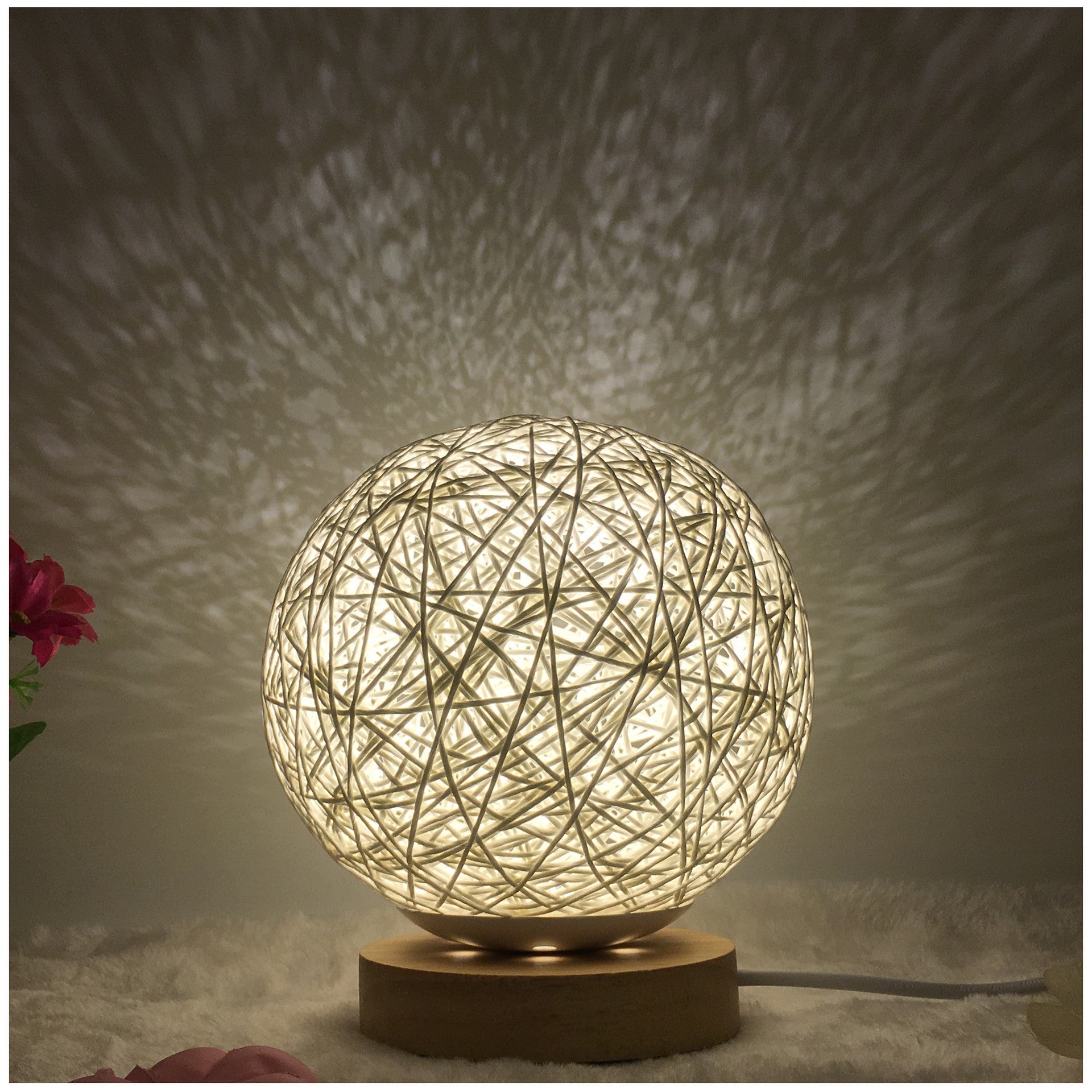 Hot Selling Creative Linen Table Lamp16 Color Remote Control Lamp White round 15cm