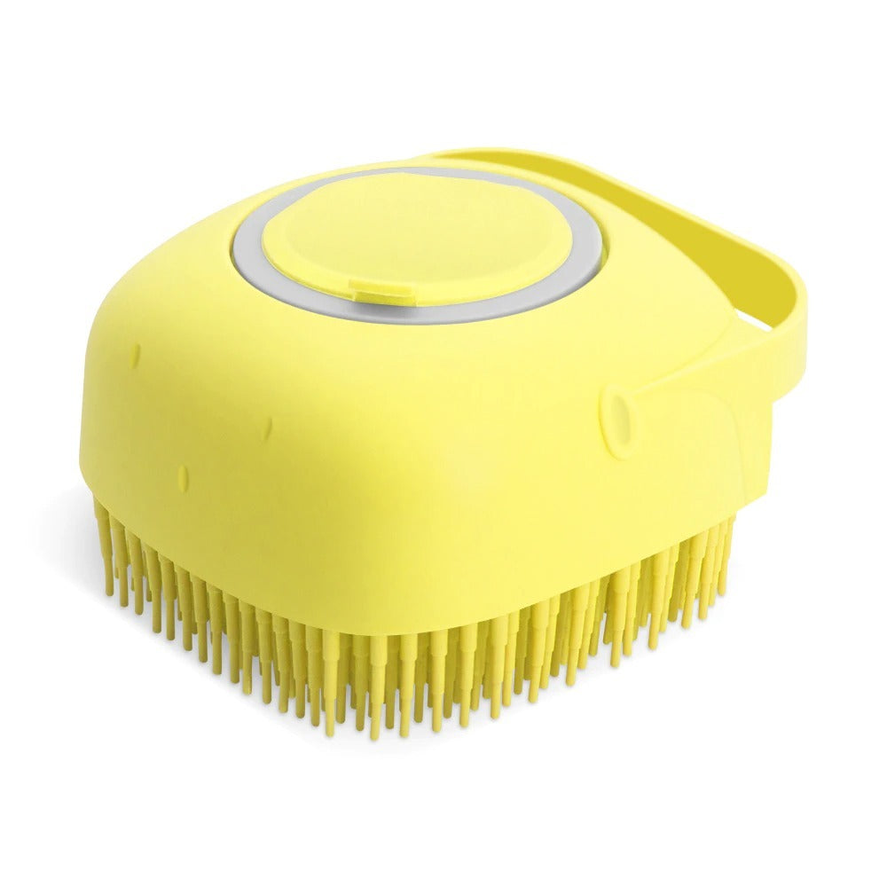 Pet Dog Shampoo Massager Brush Cat Massage Shower Brush Yellow