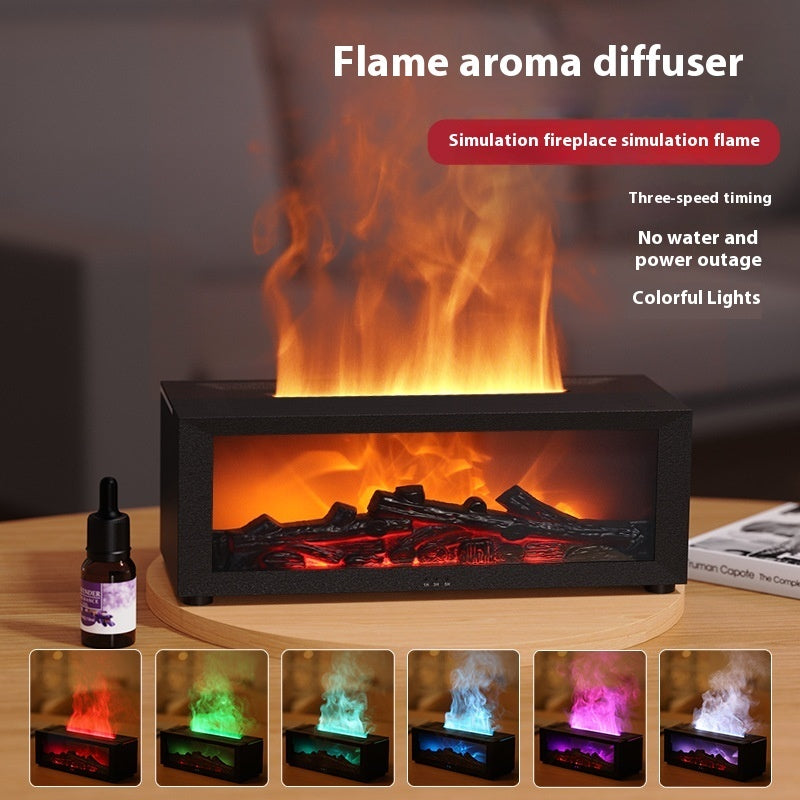 New Flame Aromatherapy Machine Colorful Essential Oil Humidifier 3D Flame Fireplace Machine