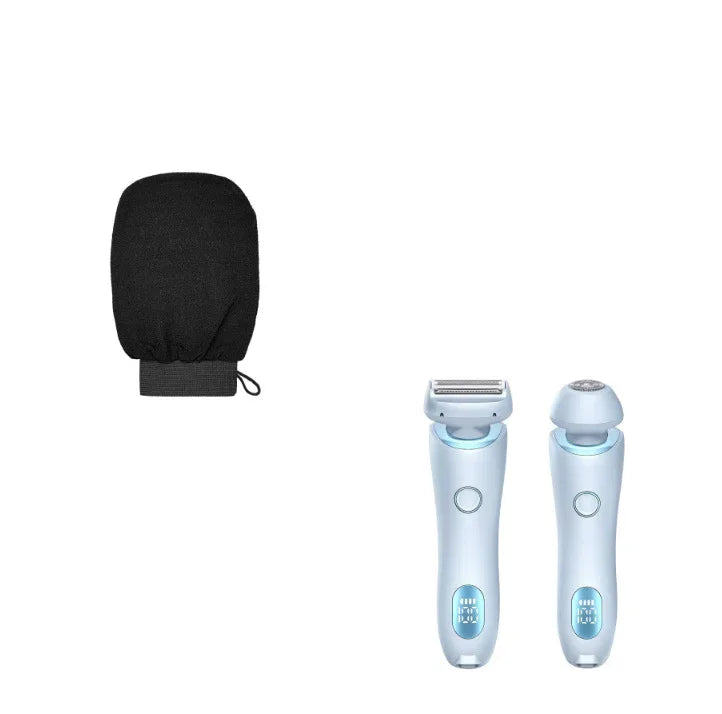 2 In 1 Hair Removal USB Rechargeable Trimmer Women Body Razor Blue Set USB