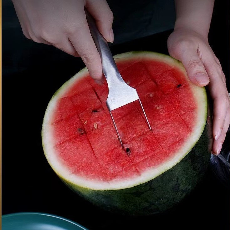 2 In 1 Watermelon Fork Slicer Multi-purpose Stainless Steel Watermelon Slicer Cutter