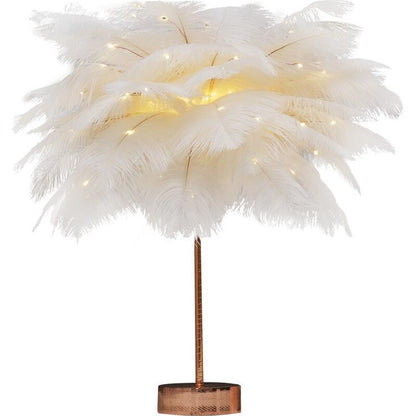 Feather Lamp Nordic Desk Lamp Bedroom Bedside Feather Table Lamp Flash battery