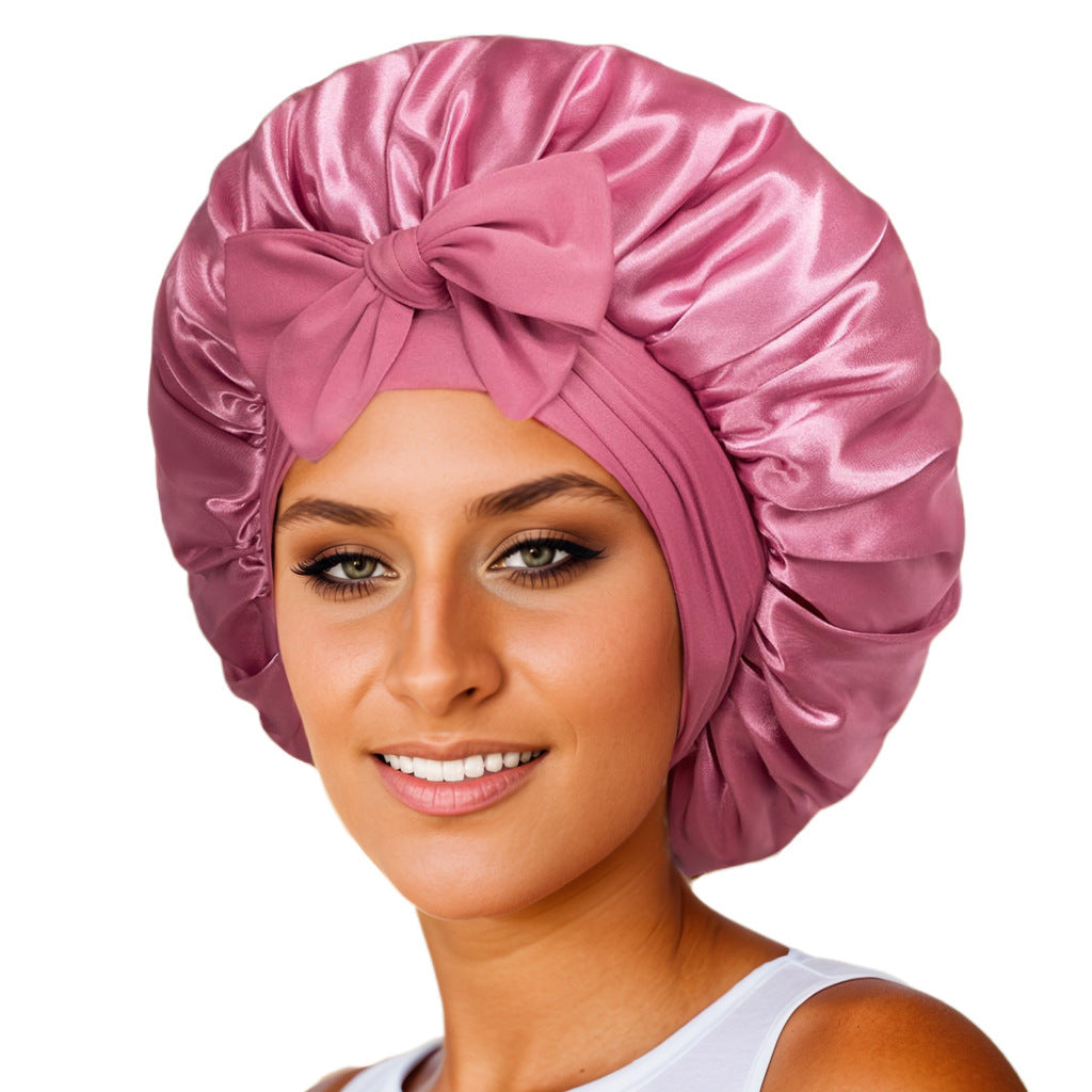 New Silk Bonnet For Sleeping Women Satin Bonnet Hair Bonnet Night Sleep Cap Dark Cameo Brown