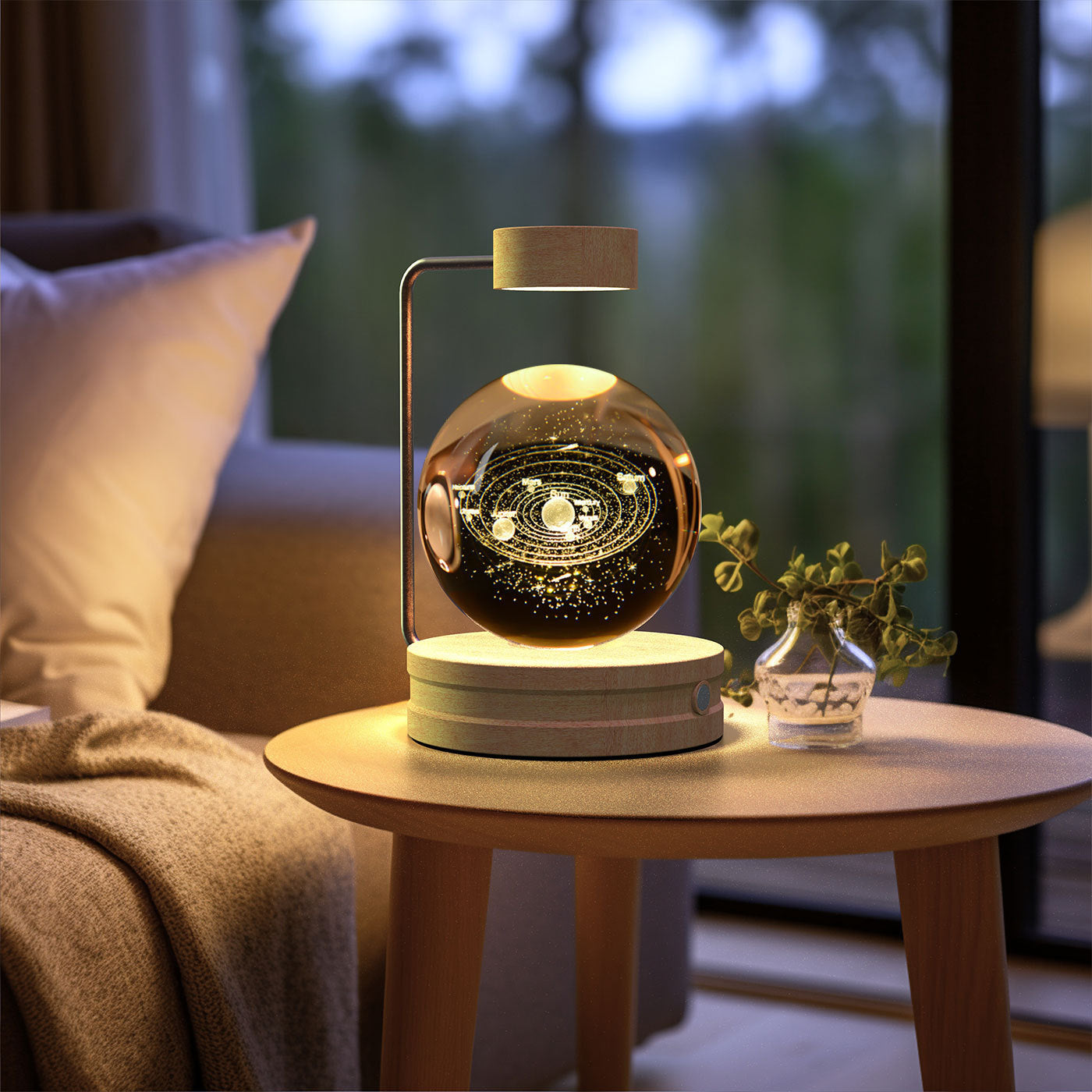 Crystal Ball Cosmic Dinosaur Indoor Night Light Galaxies Light wood