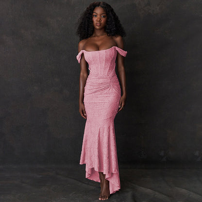 Mozision Off-shoulder Backless Sexy Evening Dress For Women Club Party Dress