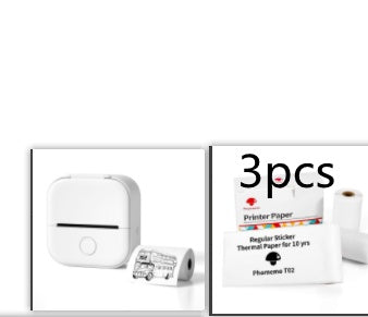 Portable Mini Thermal Label Printer Home Photo Printer Bluetooth-compatible Mini Label Printer White Set2 USB