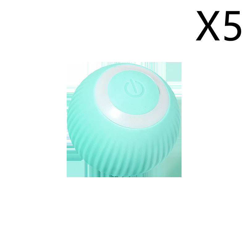 Cat Gravity Intelligent Rolling Ball Tease Toy Pet Automatic Rotating Ball 5pcs Green English packaging USB
