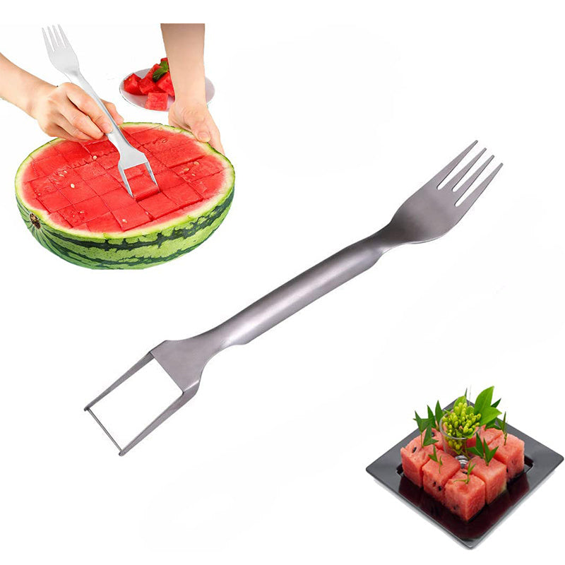 2 In 1 Watermelon Fork Slicer Multi-purpose Stainless Steel Watermelon Slicer Cutter