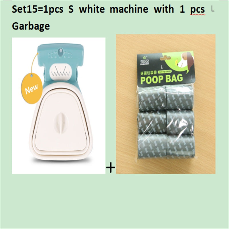 Dog Pet Travel Foldable Pooper Scooper With 1 Roll Decomposable bags Set 15 WhiteSXL