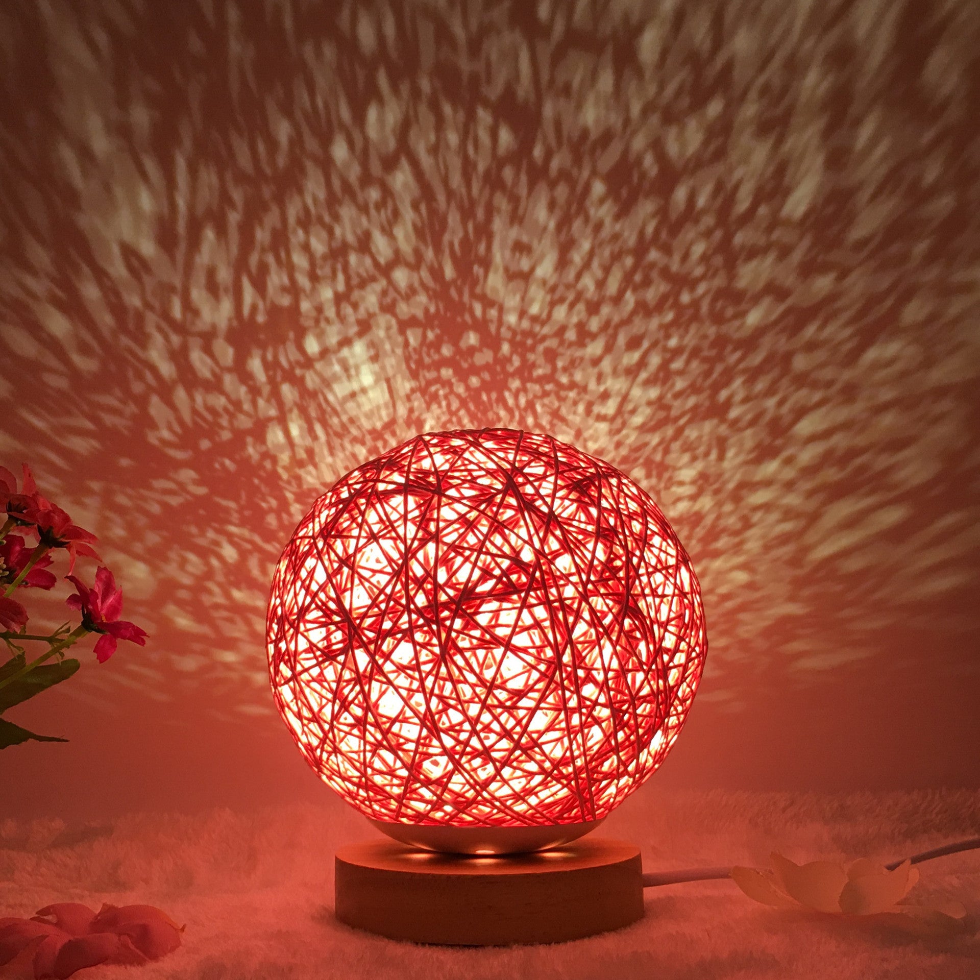 Hot Selling Creative Linen Table Lamp16 Color Remote Control Lamp RoseRed shelf
