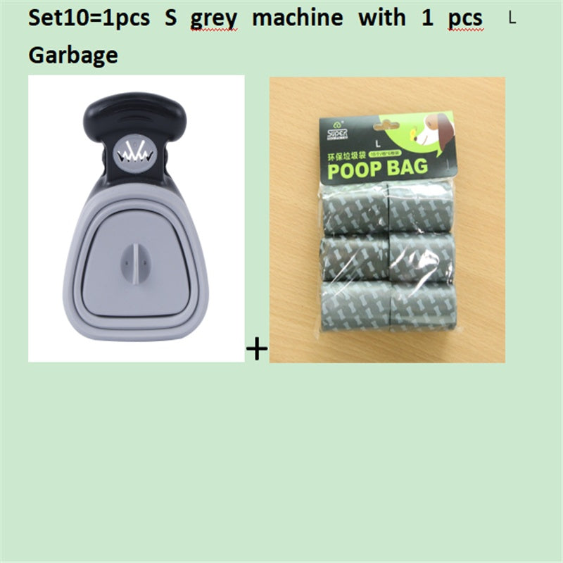 Dog Pet Travel Foldable Pooper Scooper With 1 Roll Decomposable bags Set 10 GreySXL