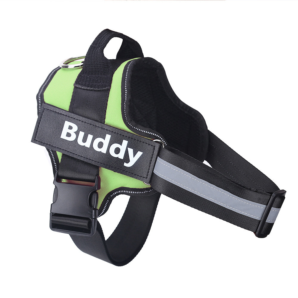 Personalized Dog Harness Adjustable Pet Harness Vest For Small Large Dog Green