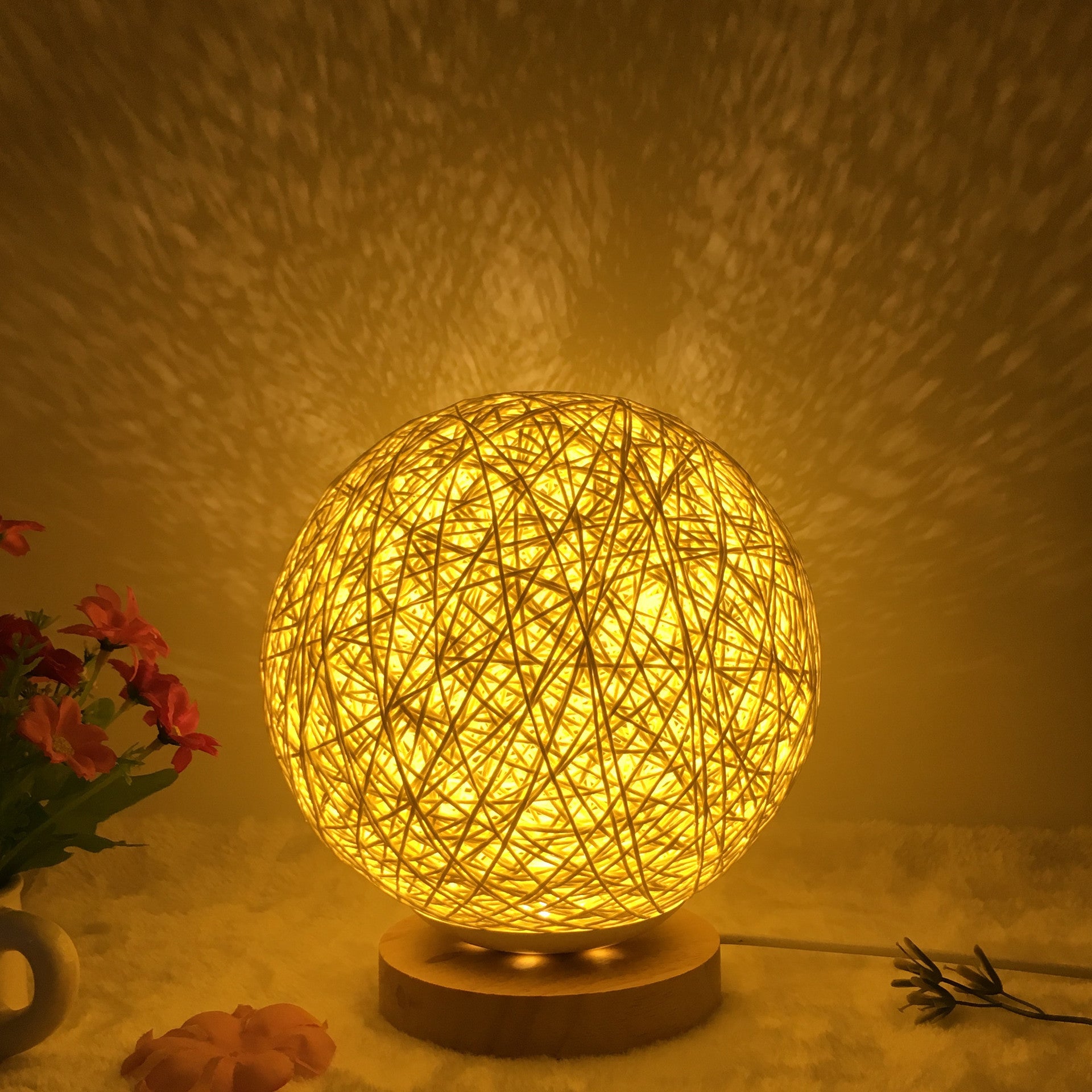 Hot Selling Creative Linen Table Lamp16 Color Remote Control Lamp Gold round 20cm